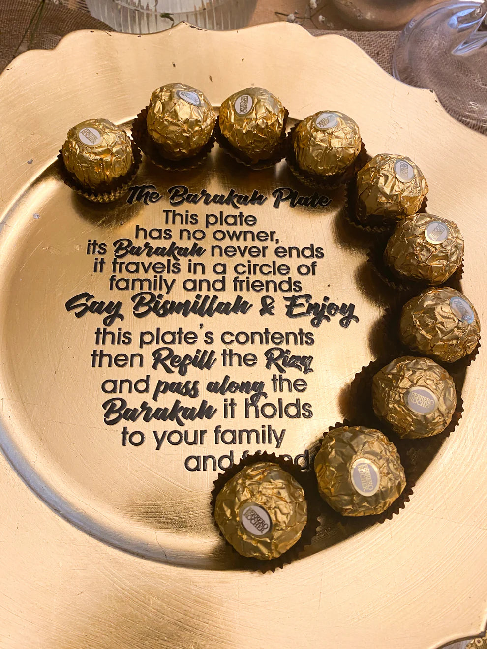 Barakah Plate Gold Curved With Words