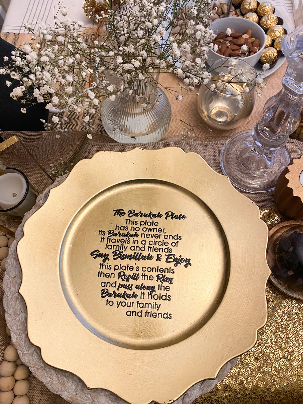 Barakah Plate Gold Curved With Words