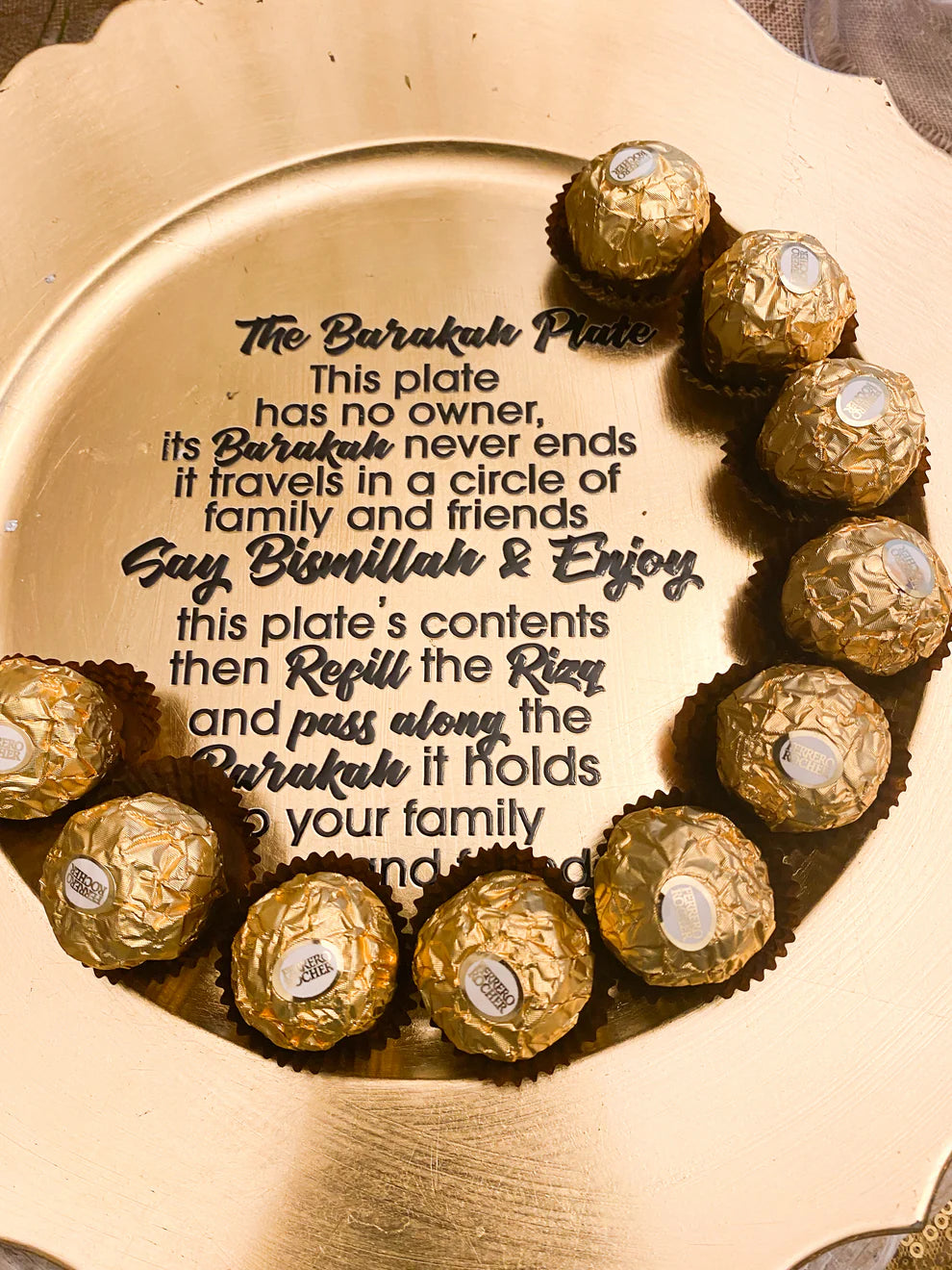 Barakah Plate Gold Curved With Words