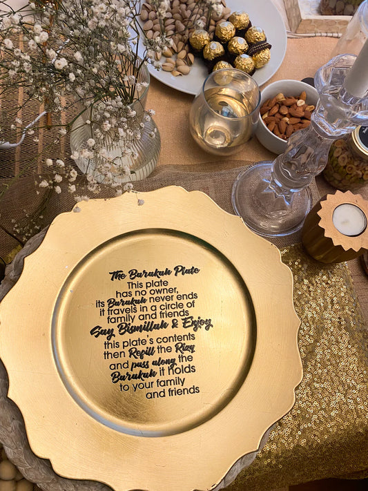 Barakah Plate Gold Curved With Words