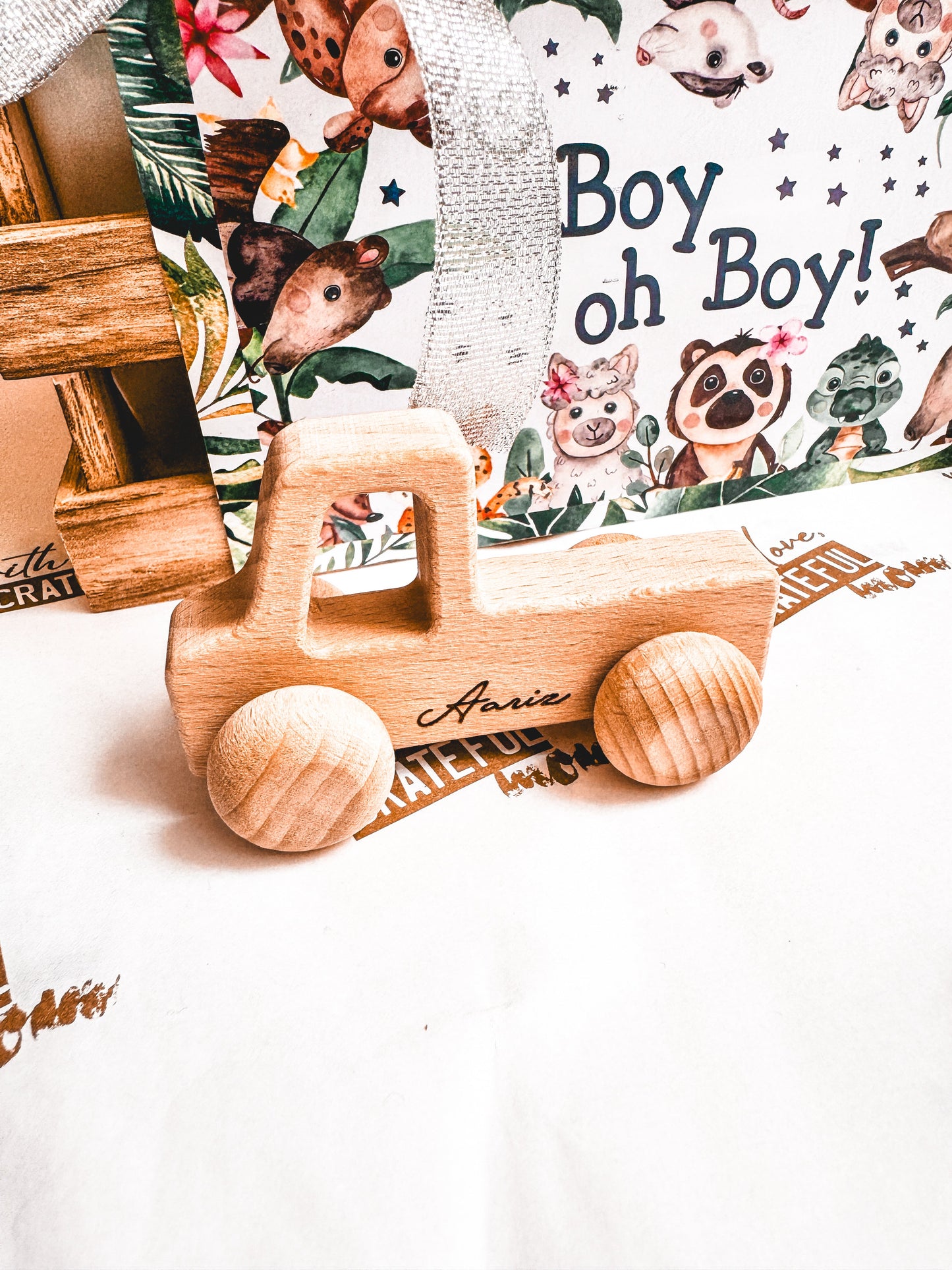 Personalized mini wooden car