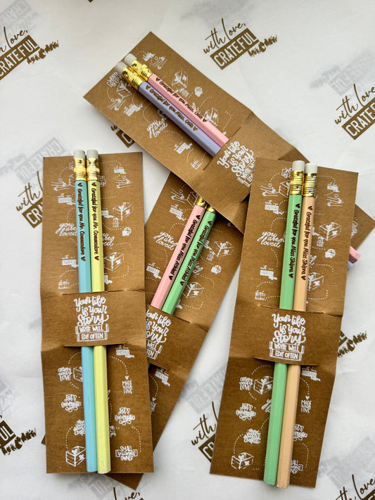 Happy Engraved pencils - set of 4
